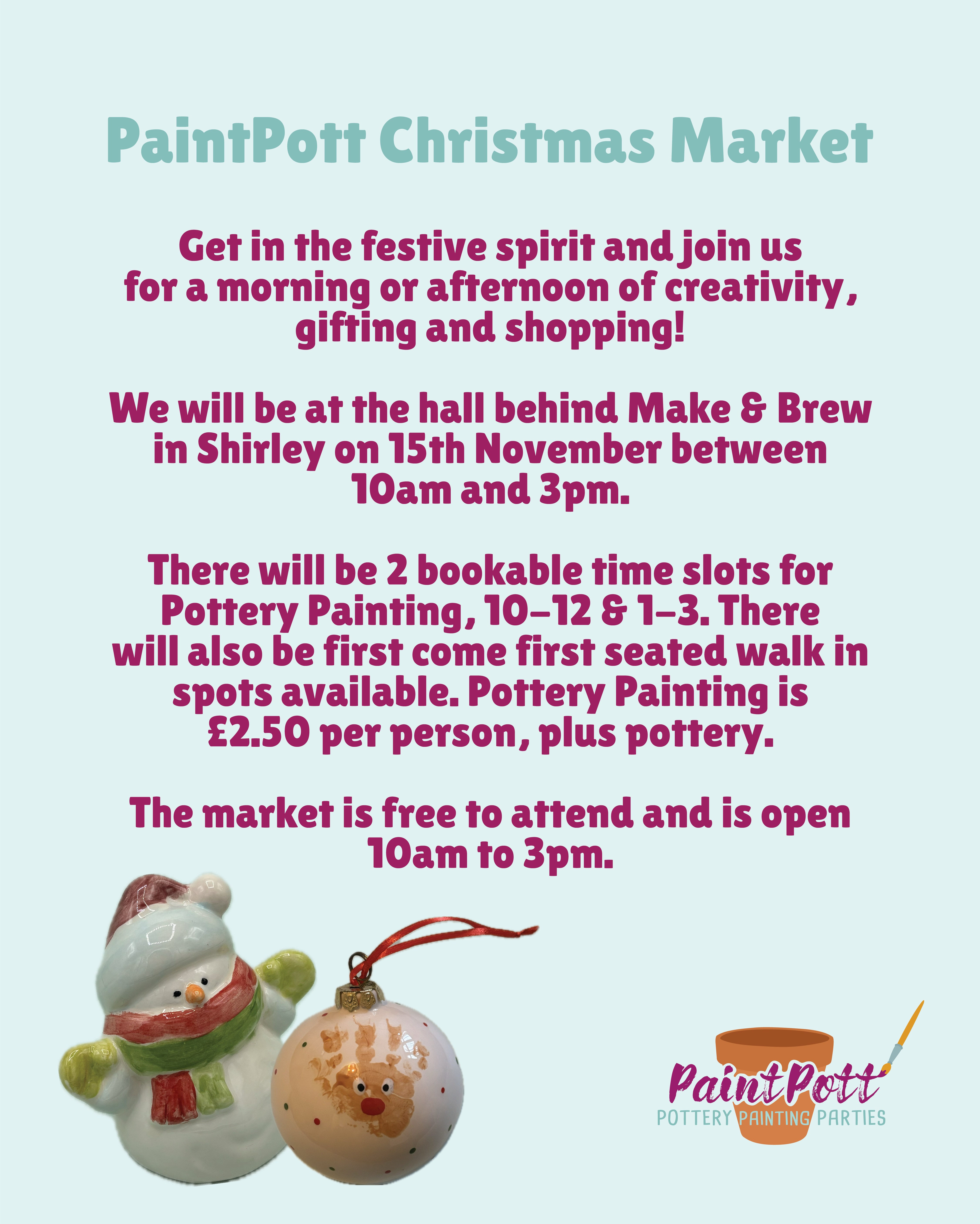 Christmas Pottery Painting & Market - PaintPott