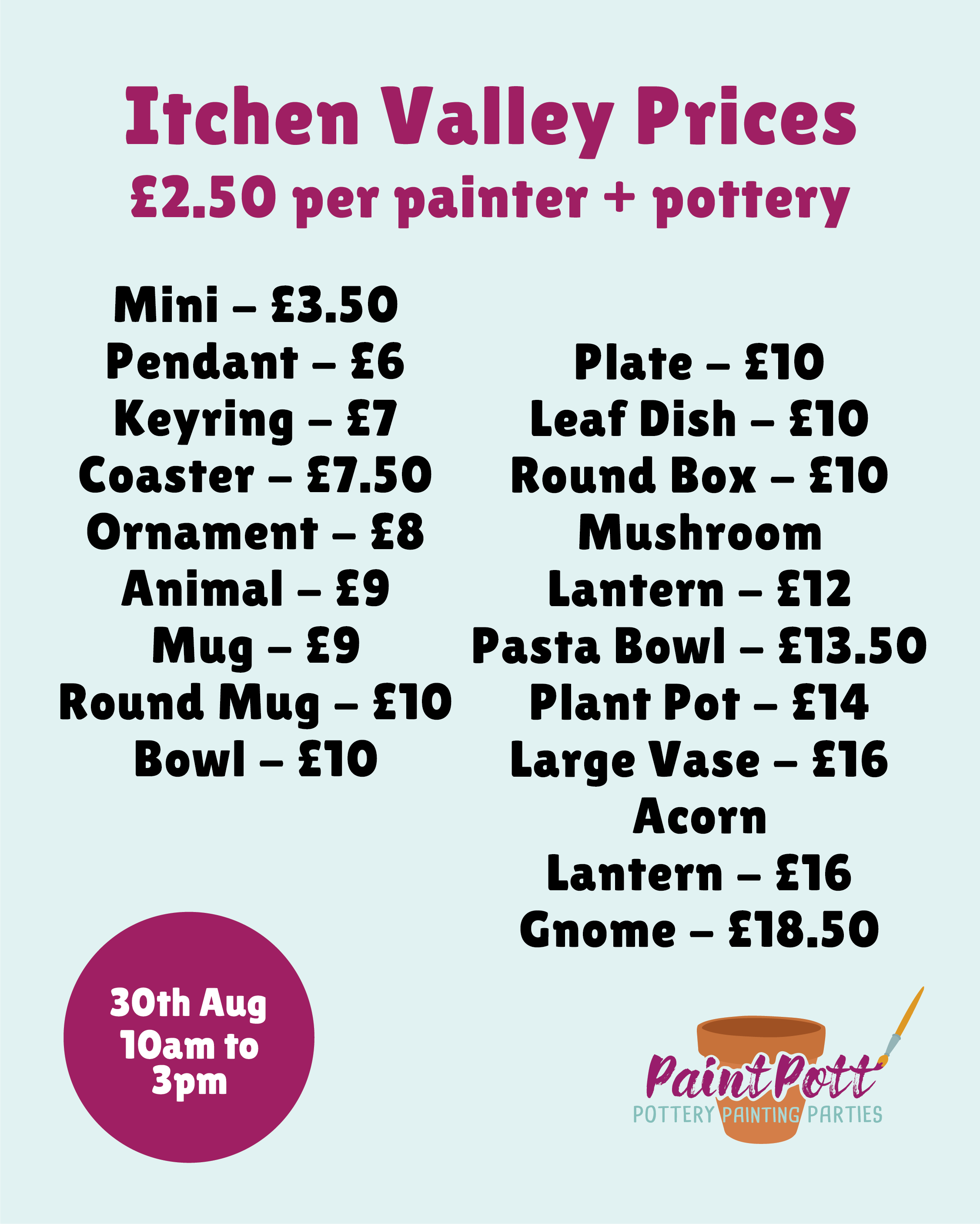 Itchen Valley Pottery Painting Pop Up
