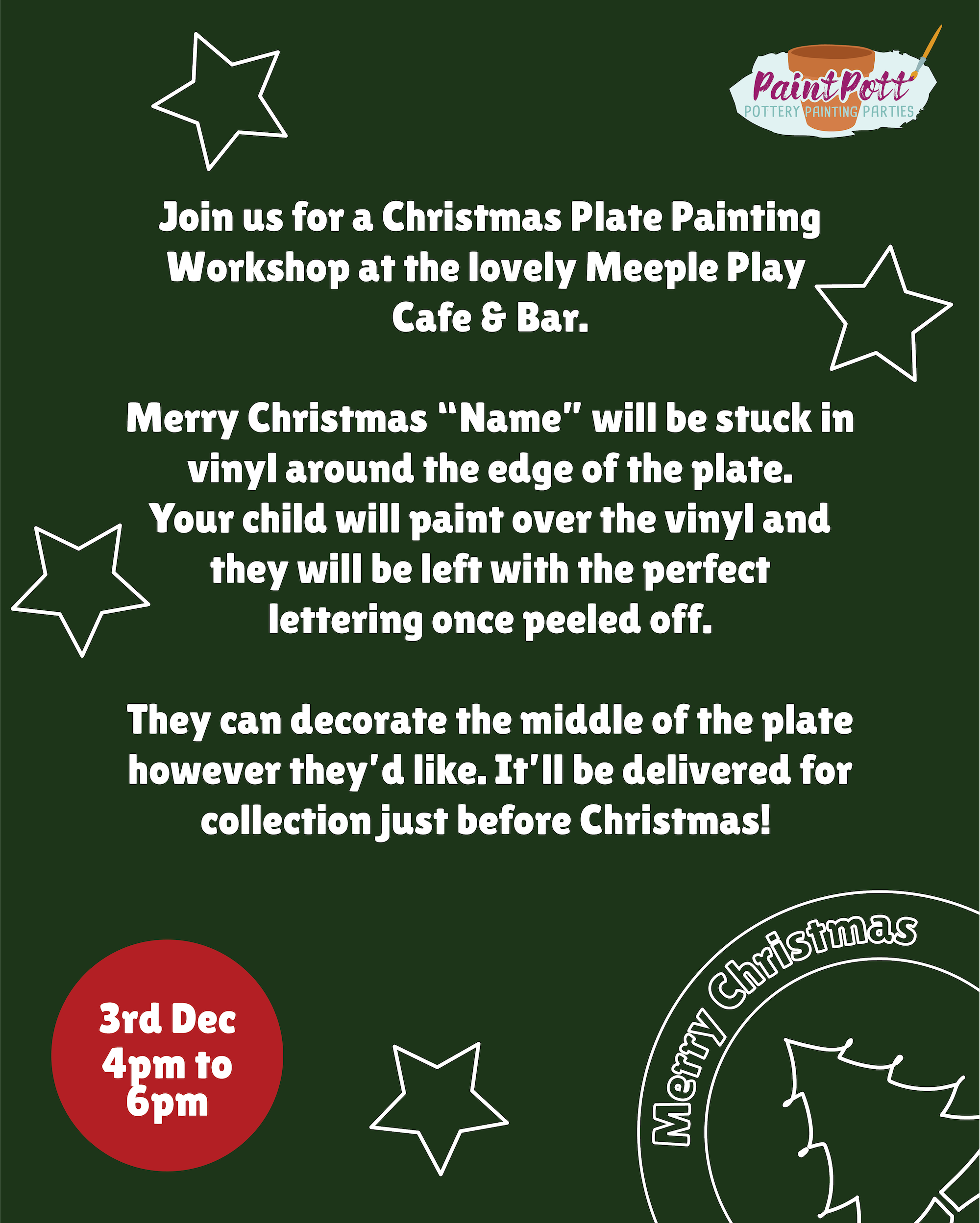 Kids Christmas Plate Pottery Painting Workshop