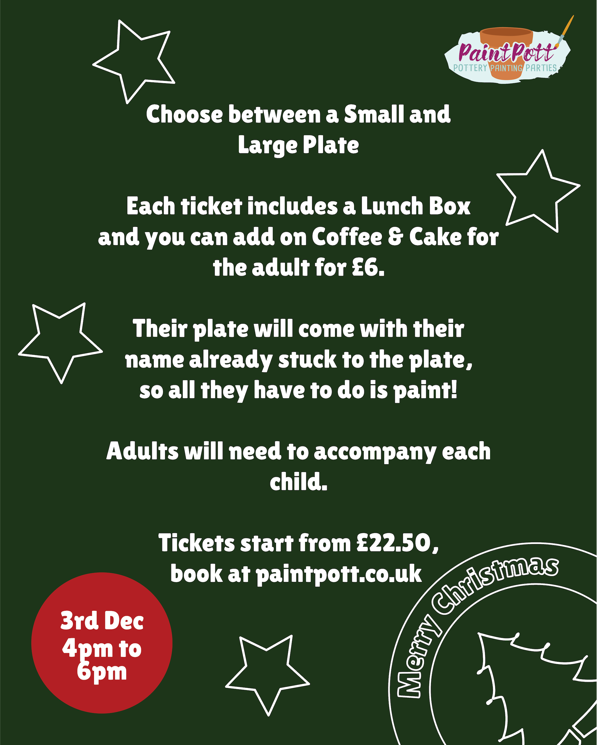 Kids Christmas Plate Pottery Painting Workshop